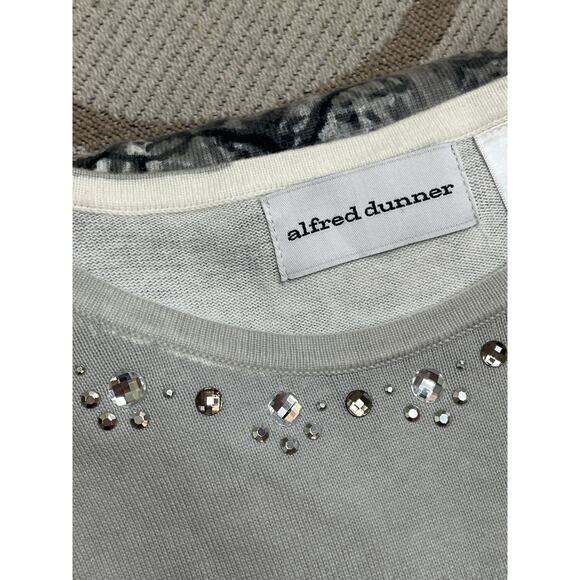 Alfred Dunner Alpine Lodge 3/4 sleeve gray/ white sweater, size large, MSRP $66 - Picture 9 of 9